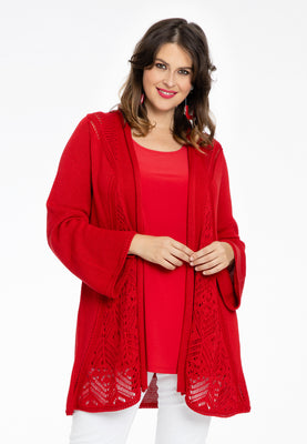  Cardigan long AJOUR - red  - #1