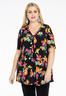 Tunic flare pleated BLOOMY - black  - #1