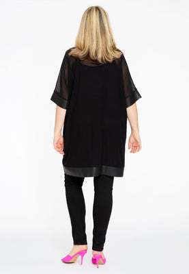 Tunic wide mousse / fake leather - black  - #3