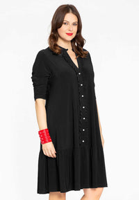 Dress frilled grandad collar DOLCE - black - #1