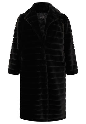 Coat panelled faux fur - black  - #4