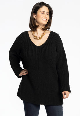 Pullover with rib - black  - #1