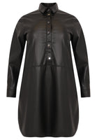 Blouse-dress FAUX LEATHER - black  - #2