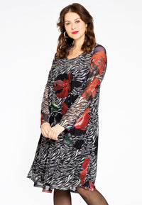 Dress A-line PAINTED - black - #1