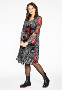 Dress A-line PAINTED - black - #2