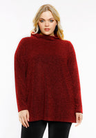 Shirt A-line turtle neck SPARKLE - red  - #1