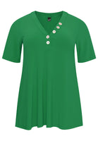 Tunic flare buttoned V-neck DOLCE - green  - #4