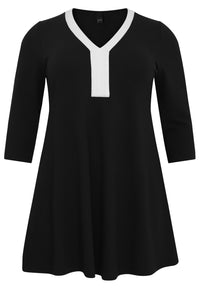 Tunic wide bottom V-neck BUBLÉ - black - #4