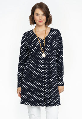 Tunic pleated V-neck POLKADOT - blue - #1