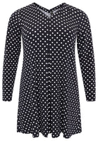 Tunic pleated V-neck POLKADOT - blue - #4