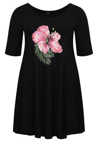 Tunic wide bottom FLOR - black - #4