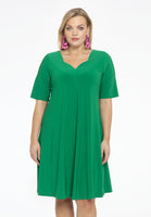 Dress A-line double v-neck DOLCE - green  - #1