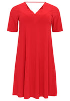 Dress A-line double v-neck DOLCE - red  - #4