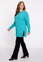 Pullover with slits Woolmix - turquoise - #5