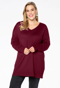 Pullover wide V-neck - red - #1
