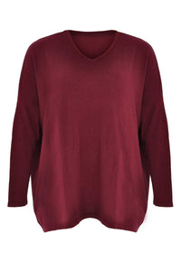Pullover wide V-neck - red - #4