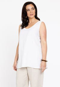 Singlet flare LINEN - white - #1