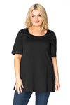 Tunic flare short sl cotton - Noir