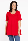 Tunic flare short sl cotton - Rouge