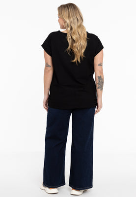 T-shirt cap sleeves wide VISCOSE - black  - #3