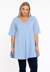 Tunique swing à manches courtes cotton - bleu clair