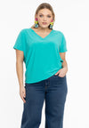 T-shirt double col en v dolce - Turquoise