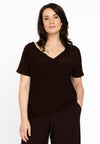 T-shirt double col en v dolce - marron