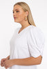 Tunic flare puff sleeve COTTON - white  - #5