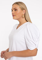 Tunic flare puff sleeve COTTON - white  - #5