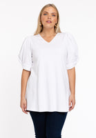 Tunic flare puff sleeve COTTON - white  - #1