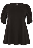 Tunic flare puff sleeve COTTON - black  - #4