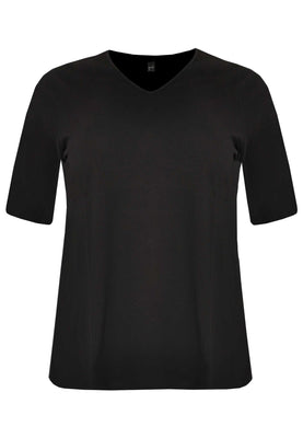 T-shirt v-neck relax fit COTTON - black  - #1