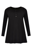 Tunic  flare buttons COTTON - black  - #4