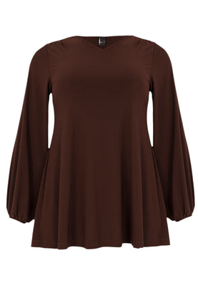 Tunic wide bottom V-neck Dolce - brown - #4