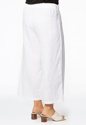 Cropped trousers waist cord LINEN - white  - #2