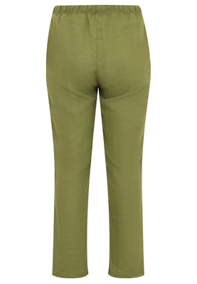 Trousers waist cord LINEN - green  - #4