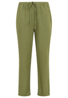 Trousers waist cord LINEN - green  - #3