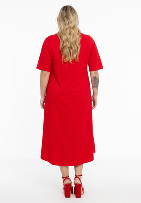 Maxi dress A-line COTTON - red  - #3