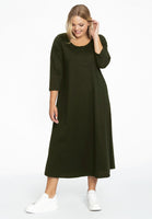 Long A-line dress COTTON - green  - #2