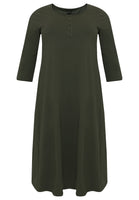 Long A-line dress COTTON - green  - #3