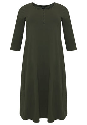 Long A-line dress COTTON - green  - #3