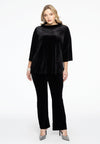 Shirt A-line standing collar VELVET - black 