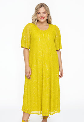 Dress circle sleeve paillet - yellow - #1