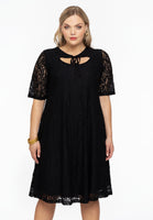 Dress A-line cut-out LACE - black  - #1