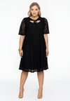 Dress A-line cut-out LACE - black 