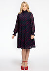 Dress A-line Turtle Neck DOTS - blue