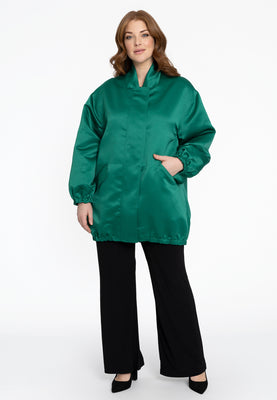 Bomber long SATIN - green  - #2