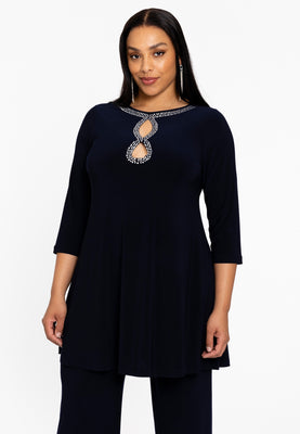 Tunic wide bottom beads DOLCE - blue - #1