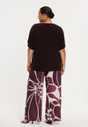 Trousers loose FLORAL MERLOT - dark red