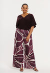 Trousers loose FLORAL MERLOT - dark red
